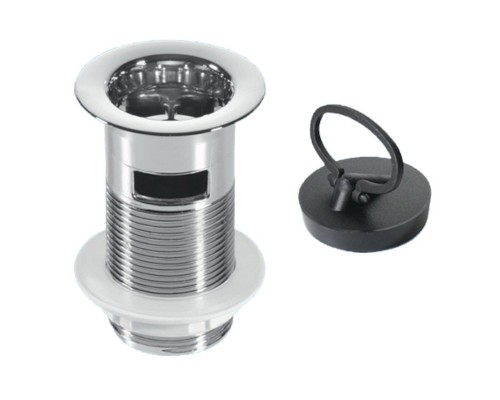 Выпуск (H90мм, D60мм сливная решётка) с внутренним переливом, контргайкой и пробкой с круглым держат