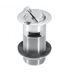 Выпуск (H90мм, D60мм сливная решётка) латунный с внутренним переливом, контргайкой и вертящейся проб