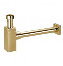 Сифон бутылочный латунный без выпуска (1 1/4х32мм) с прямоугольной колбой, отводной трубой (L300мм,