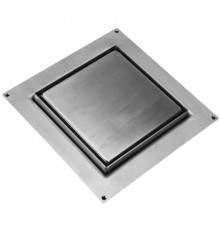 Насадка сливная (L150ммх150мм, нержавейка 304, дизайн PLAIN, слив D90мм) под плитку h8-16мм в комп