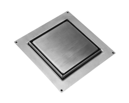 Насадка сливная (L150ммх150мм, нержавейка 304, дизайн PLAIN, слив D90мм) под плитку h8-16мм в комп