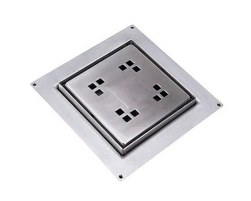 Насадка сливная (L150ммх150мм, нержавейка 304, дизайн MACINTOSH, слив D90мм) под плитку h8-16мм в