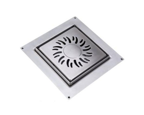 Насадка сливная (L150ммх150мм, нержавейка 304, дизайн SOLEIL, слив D90мм) под плитку h8-16мм в ком