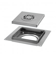 Насадка сливная (L150ммх150мм, нержавейка 304, дизайн TRIBAL, слив D90мм) под плитку h8-16мм в ком