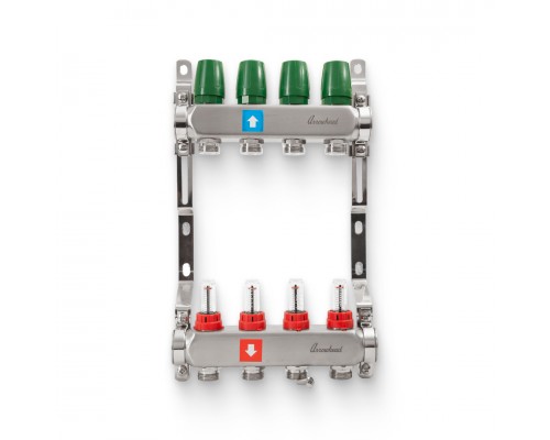 Коллектор из нержавеющей стали с расходомерами  4 вых