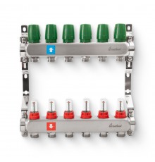 Коллектор из нержавеющей стали с расходомерами 6 вых