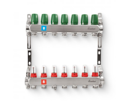 Коллектор из нержавеющей стали с расходомерами 7 вых