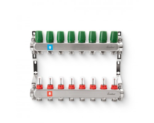 Коллектор из нержавеющей стали с расходомерами 8 вых