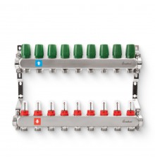 Коллектор из нержавеющей стали с расходомерами 9 вых
