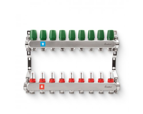 Коллектор из нержавеющей стали с расходомерами 9 вых