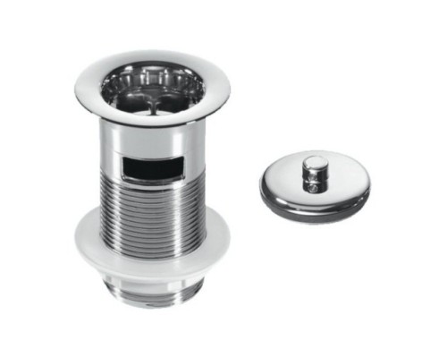 Выпуск (H90мм, D60мм сливная решётка) с внутренним переливом, контргайкой и пробкой хром с треугольн