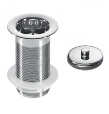 Выпуск (H90мм, D60мм сливная решётка) без перелива с контргайкой, пробкой хром с треугольным держате