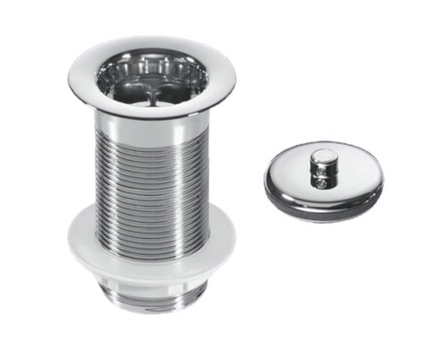 Выпуск (H90мм, D60мм сливная решётка) без перелива с контргайкой, пробкой хром с треугольным держате