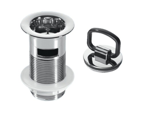 Выпуск (H90мм, D60мм сливная решётка) с внутренним переливом, контргайкой и пробкой хром с круглым д