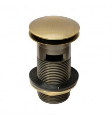 Выпуск (H90мм, D60мм сливная решётка/пробка тип-кнопка) латунный с внутренним переливом и контргай