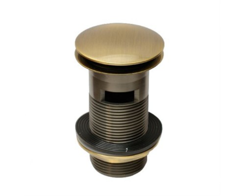 Выпуск (H90мм, D60мм сливная решётка/пробка тип-кнопка) латунный с внутренним переливом и контргай