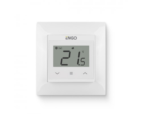 Термостат ENGO E55 комнатный встраиваемый в рамку, программ. с дисплеем, WiFi, белый