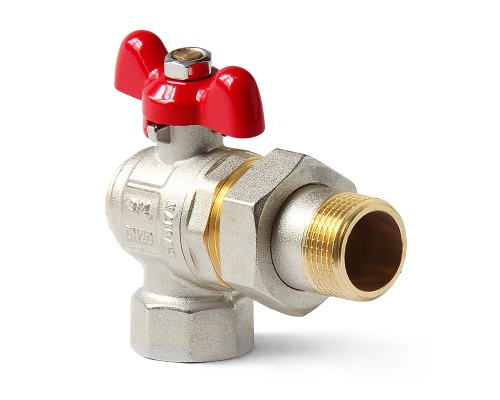 Кран шаровой полнопроходной угловой со сгоном НВ 1/2 ручка бабочка