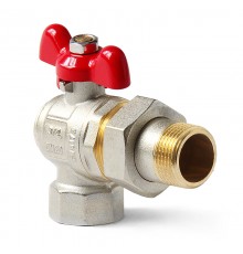 Кран шаровой полнопроходной угловой со сгоном НВ 3/4 ручка бабочка