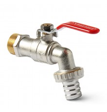 Кран угловой с патрубком для шланга Н 1/2 ручка рычаг