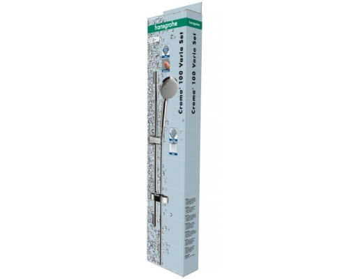 Душевой гарнитур HansGrohe HG Croma 100 Vario со штангой 65 см и мыльницей хром