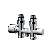 Узел Н-образный прямой Н 3/4 евроконус x Н 1/2 с термостатическим и запорным клапанами