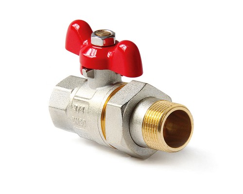 Кран шаровой полнопроходной со сгоном НВ 3/4 ручка бабочка