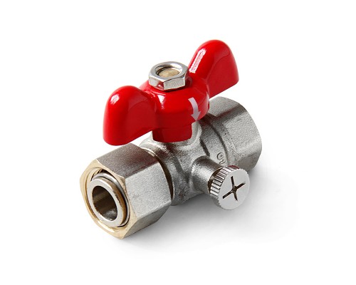 Кран шаровой для подключения манометра ВВ 1/2 ручка бабочка