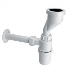 Сифон бутылочный (32ммх32мм) для писсуаров с приёмной воронкой (D44-53мм, смещение 32мм), отводной т