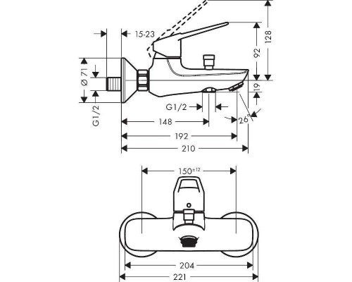 Смеситель для ванны HansGrohe HG Novus Loop ВМ хром