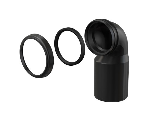 Труба фановая L=205 мм под углом 90, вход 90 мм, выход 110 мм