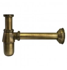 Сифон бутылочный латунный без выпуска (1 1/4х32мм) с низкой колбой, отводной трубой (L180мм, D32мм)