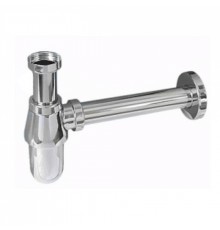 Сифон бутылочный латунный без выпуска (1 1/4х32мм) с низкой колбой, отводной трубой (L200мм, D32мм)