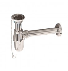 Сифон бутылочный латунный с выпуском (1 1/4х32мм, D60мм сливная решётка), высокой колбой, пробкой,