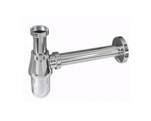 Сифон бутылочный латунный без выпуска (1 1/4х32мм) с высокой колбой, отводной трубой (L200мм, D32мм