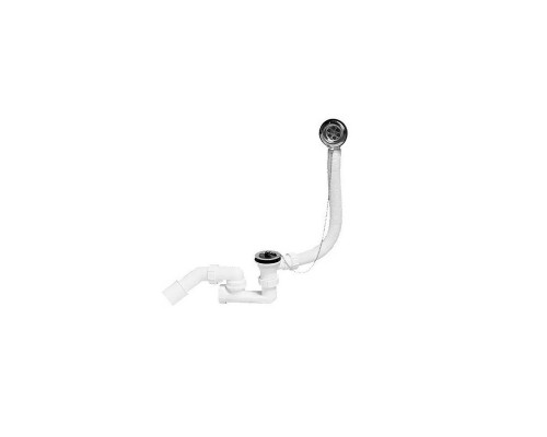 Сифон неразборный для ванн/поддонов с выпуском, ревизией и переливом ( 1 1/2х40мм, L505ммхD34мм, D7