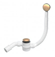 Слив-перелив L=330-700 х 34 мм с раздв. перел., 70 мм слив, выход 40/50 мм, античная бронза