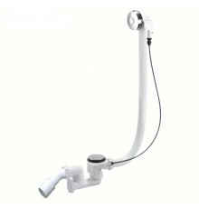 Сифон для ванн/поддонов с выпуском и переливом (L700ммxD34мм нажимное управление, D70мм нержавейка с