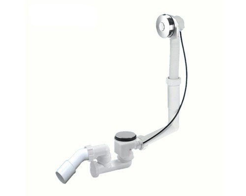 Сифон для ванн/поддонов с выпуском и переливом (жёсткий перелив L515-580ммxD34мм нажимное управление