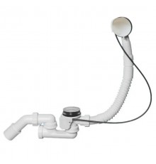 Сифон для ванн/поддонов с выпуском и переливом (L380-700ммхD34мм поворотное управление, D70мм нержав