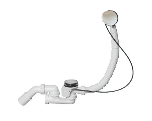 Сифон для ванн/поддонов с выпуском и переливом (L380-700ммхD34мм поворотное управление, D70мм нержав