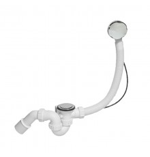 Сифон для ванн/поддонов с выпуском и переливом ( 1 1/2х40мм, L505ммxD34мм поворотное управление пла