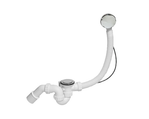 Сифон для ванн/поддонов с выпуском и переливом ( 1 1/2х40мм, L505ммxD34мм поворотное управление пла