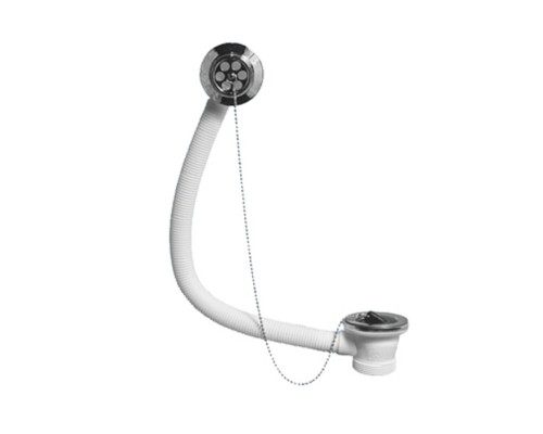 Слив-перелив для тонкостенных ванн/поддонов (L457ммхD25мм, D70мм нержавейка сливная и пластик перели