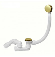 Сифон неразборный для ванн/поддонов с выпуском и переливом (L520ммхD34мм, D70мм нержавейка сливная р