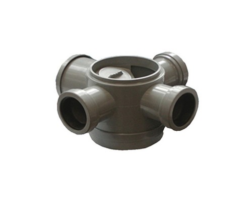 Трап (H130мм) без сливной решётки; 3 входа и 1 выход Ду=50мм под раструбное соединение