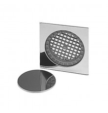 Насадка сливная (L150ммх150мм, полированная нержавейка) с декоративной заглушкой и решёткой; цвет-хр
