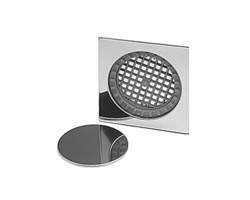 Насадка сливная (L150ммх150мм, полированная нержавейка) с декоративной заглушкой и решёткой; цвет-хр