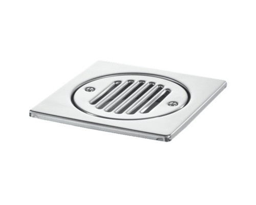 Насадка сливная (L150ммх150мм, полированная нержавейка) усиленная с привинченной решёткой; цвет-хром