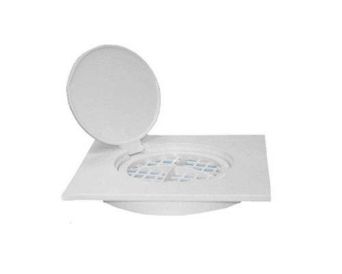 Насадка сливная (L200ммх200мм, пластик) с декоративной заглушкой и решёткой; цвет-белый. Для изделия